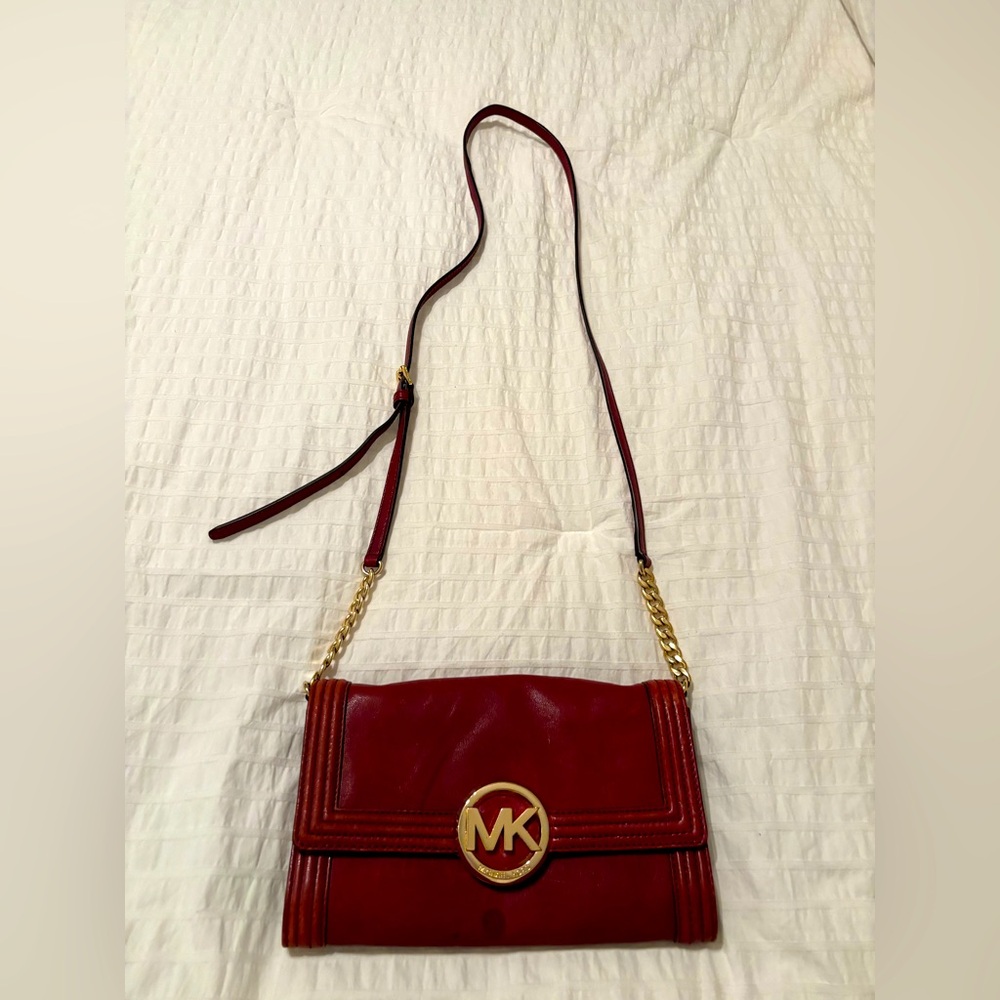 Michael Kors Red Leather Crossbody Bag
